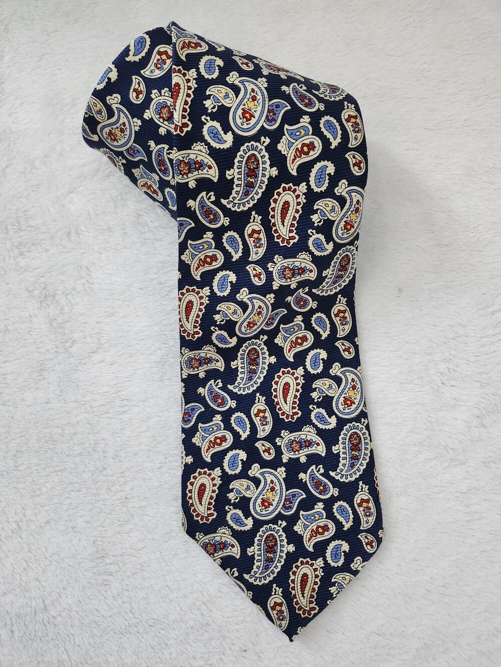 LAUREN RALPH LAUREN Vintage Navy Blue Silk Paisley Tie Classic Corporate Preppy